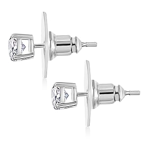 Heart and Arrows Cut Moissanite 2.35 ctw Solitaire Ring SIZE 10.00, Stud Earrings and Pendant without Chain in Rhodium Over Sterling Silver