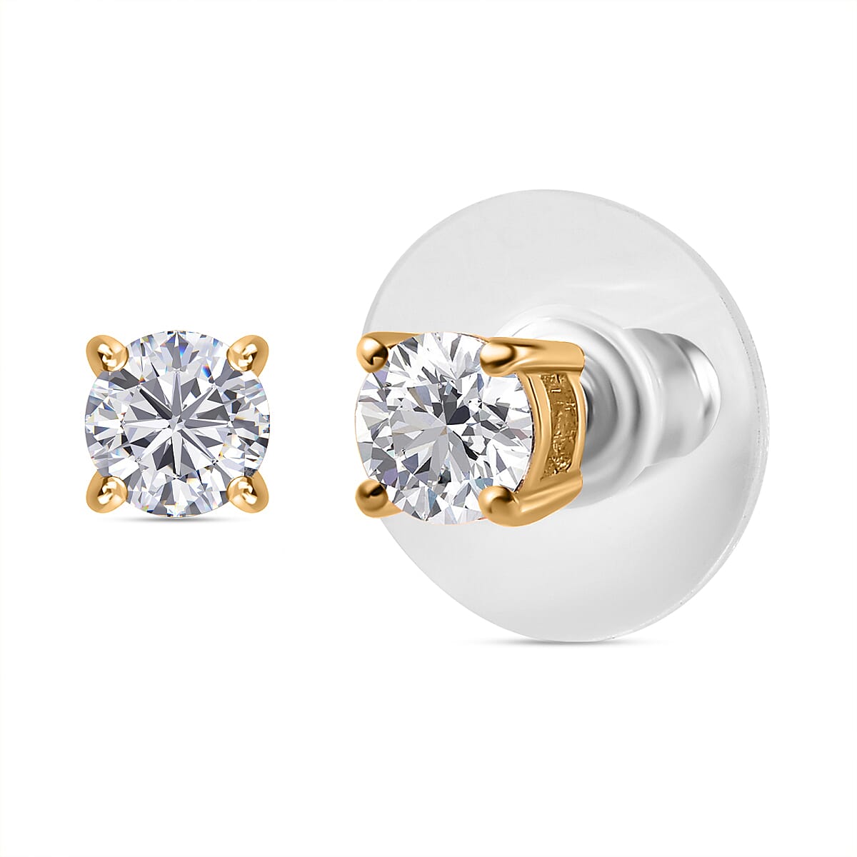 Heart and Arrows Cut Moissanite 2.35 ctw Solitaire Ring, Stud Earrings and Pendant without Chain in Vermeil YG Over Sterling Silver image number 9