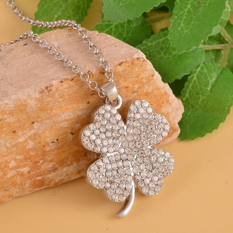 Austrian Crystal Pendant Necklace in Silvertone (20-22 Inches)