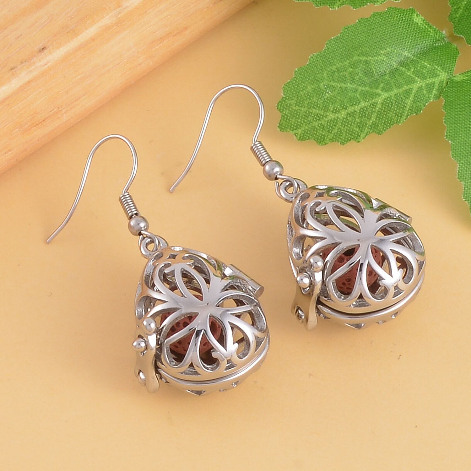 EverTrue 5pcs Multi Color Lava 8mm Changeable Earrings in Stainless Steel with Essential Oil (Rose/Lavender/Peppermint/Sandalwood Oil) 21.00 ctw