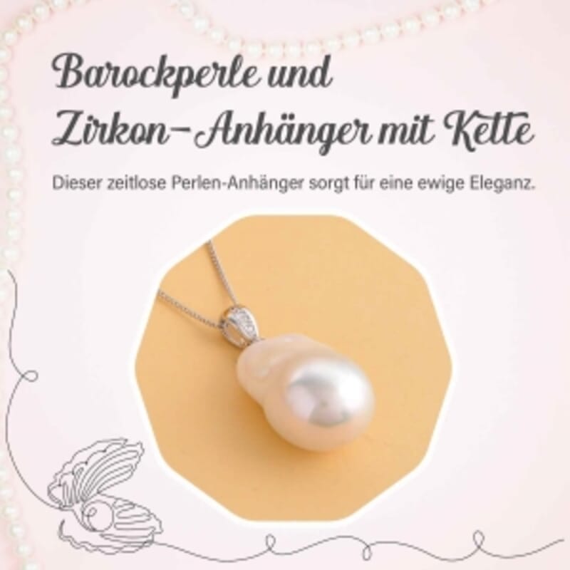 White Edison Pearl, White Zircon 0.06 ctw Pendant Necklace (18 Inches) in Rhodium Over Sterling Silver