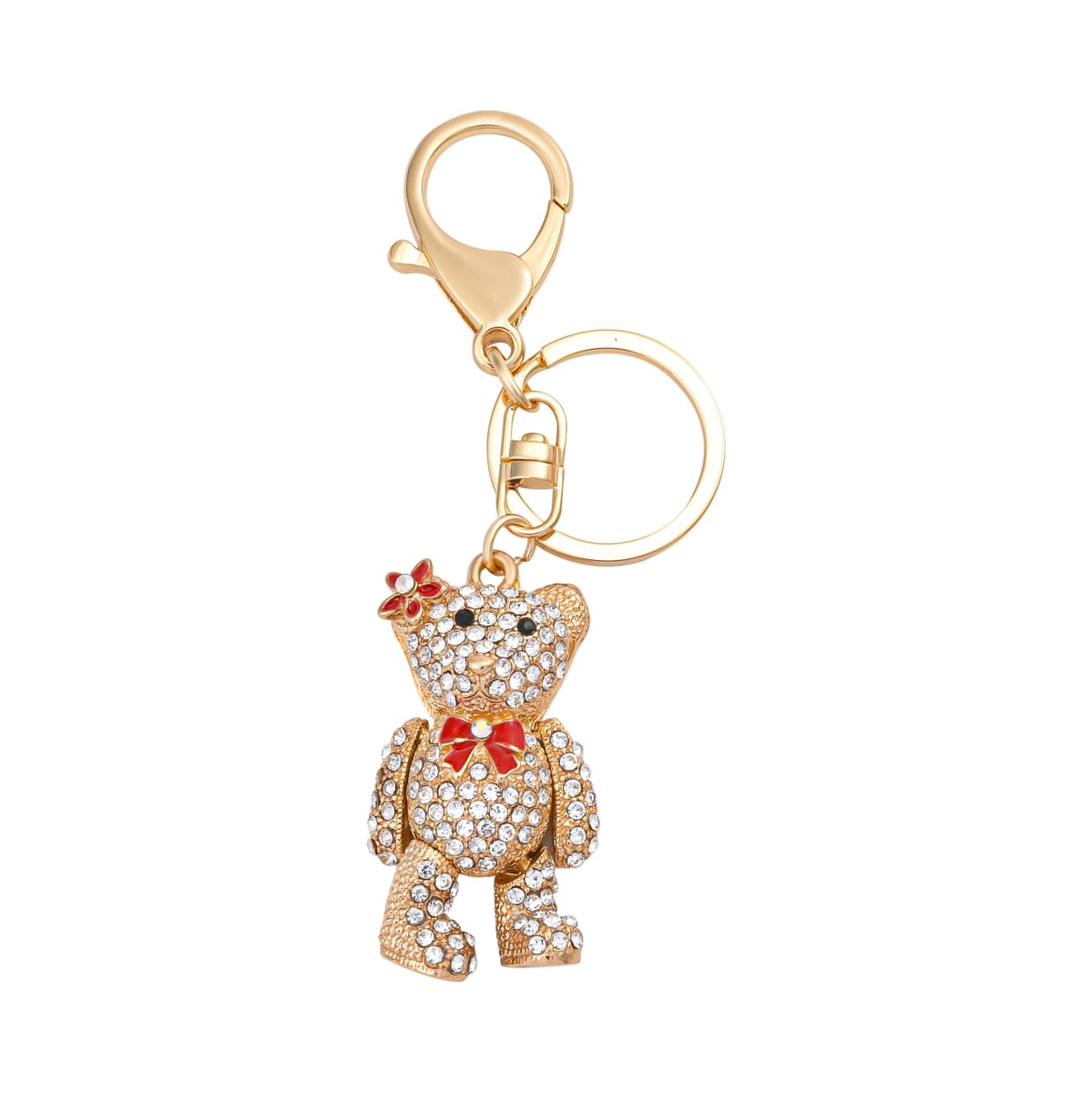 Set of 3 Multi Color Austrian Crystal, Enameled High Heel, Turtle and Bear Keychain in Goldtone, Cute Keychains, Key Holders, Key Rings, Cool Keychains image number 2