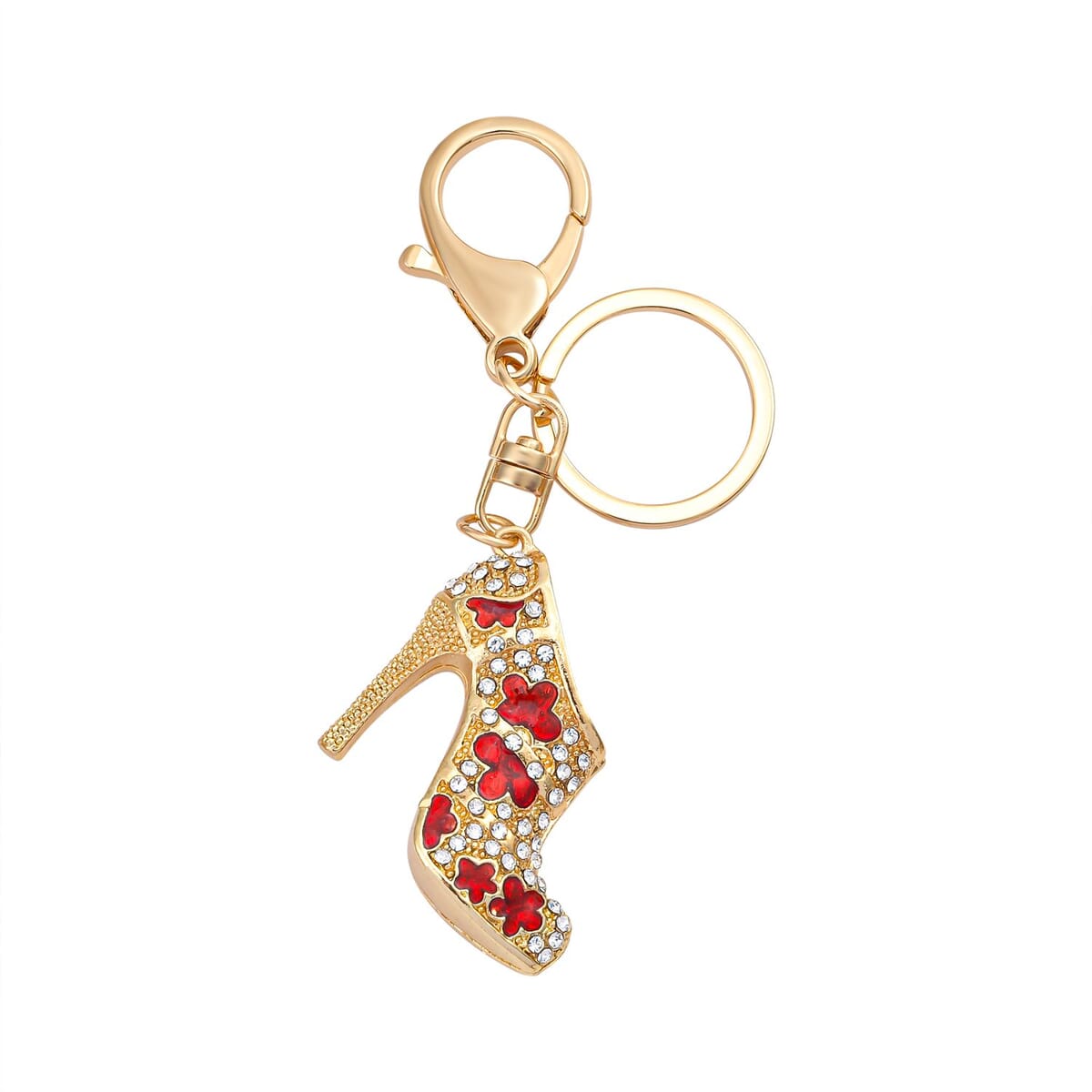 Set of 3 Multi Color Austrian Crystal, Enameled High Heel, Turtle and Bear Keychain in Goldtone, Cute Keychains, Key Holders, Key Rings, Cool Keychains image number 3