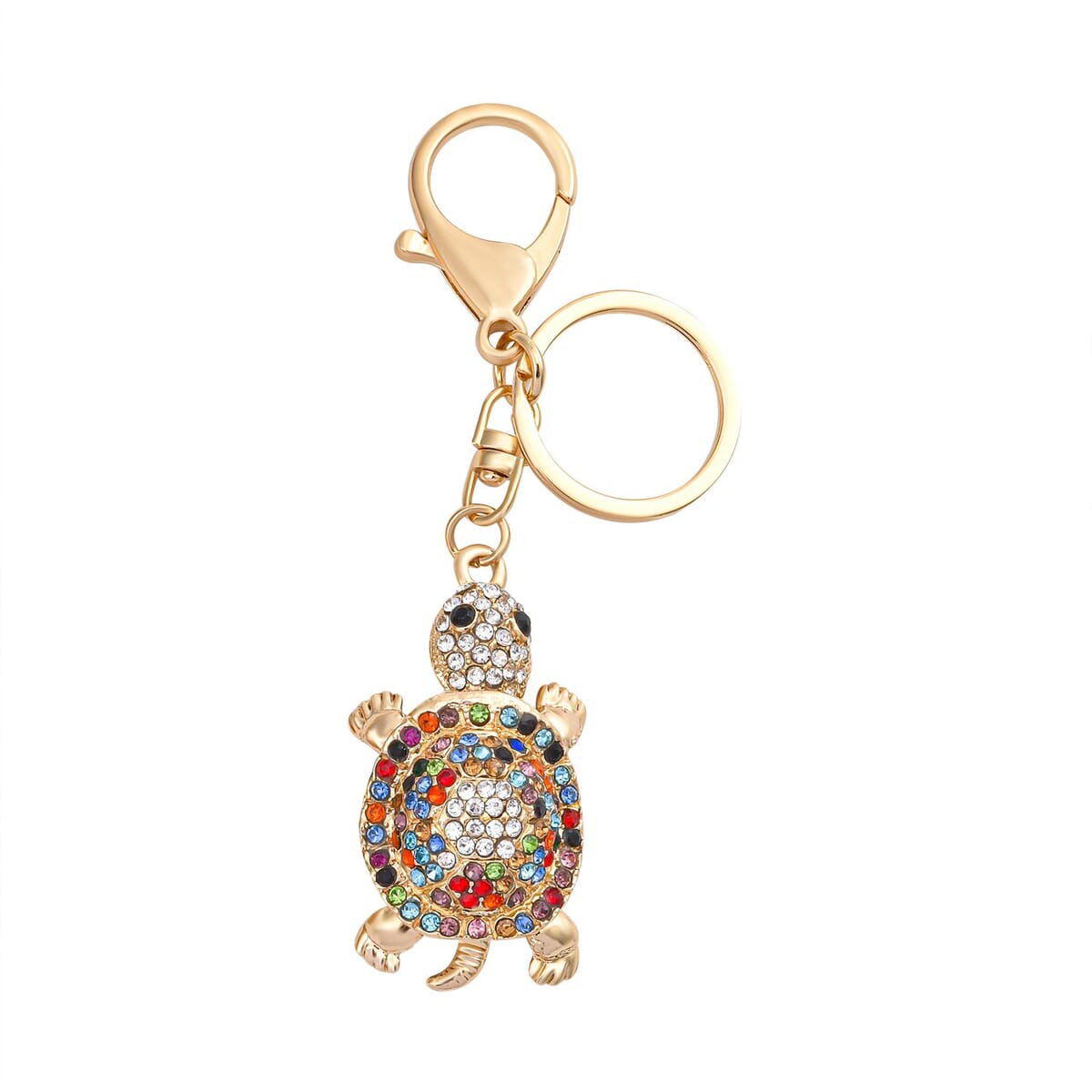 Set of 3 Multi Color Austrian Crystal, Enameled High Heel, Turtle and Bear Keychain in Goldtone, Cute Keychains, Key Holders, Key Rings, Cool Keychains image number 4