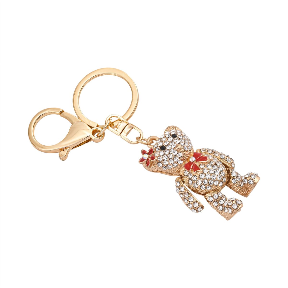 Set of 3 Multi Color Austrian Crystal, Enameled High Heel, Turtle and Bear Keychain in Goldtone, Cute Keychains, Key Holders, Key Rings, Cool Keychains image number 5