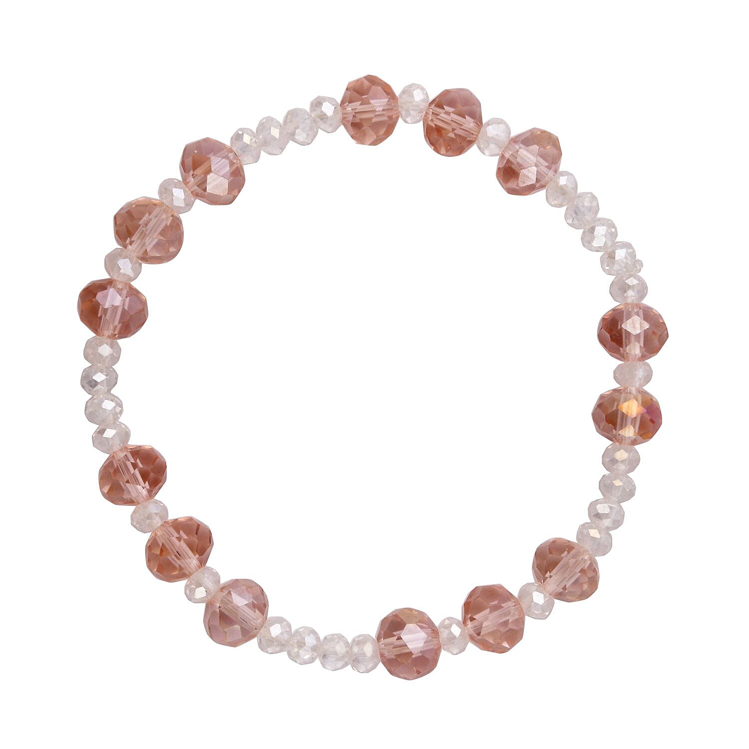 Pink Agate, Pink Glass Beaded & Resin Set of 3 Stretch Bracelet in Goldtone 5.00 ctw
