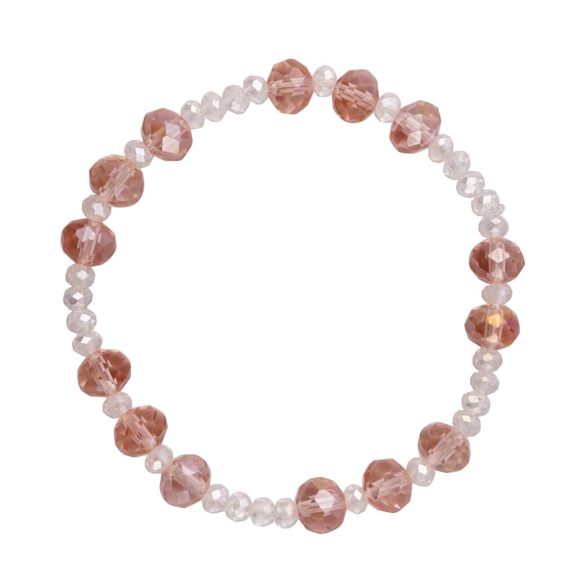 Pink Agate, Pink Glass Beaded & Resin Set of 3 Stretch Bracelet in Goldtone 5.00 ctw image number 6