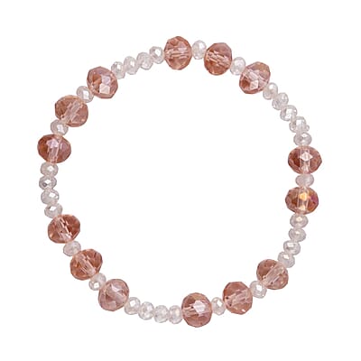 Pink Agate, Pink Glass Beaded & Resin Set of 3 Stretch Bracelet in Goldtone 5.00 ctw