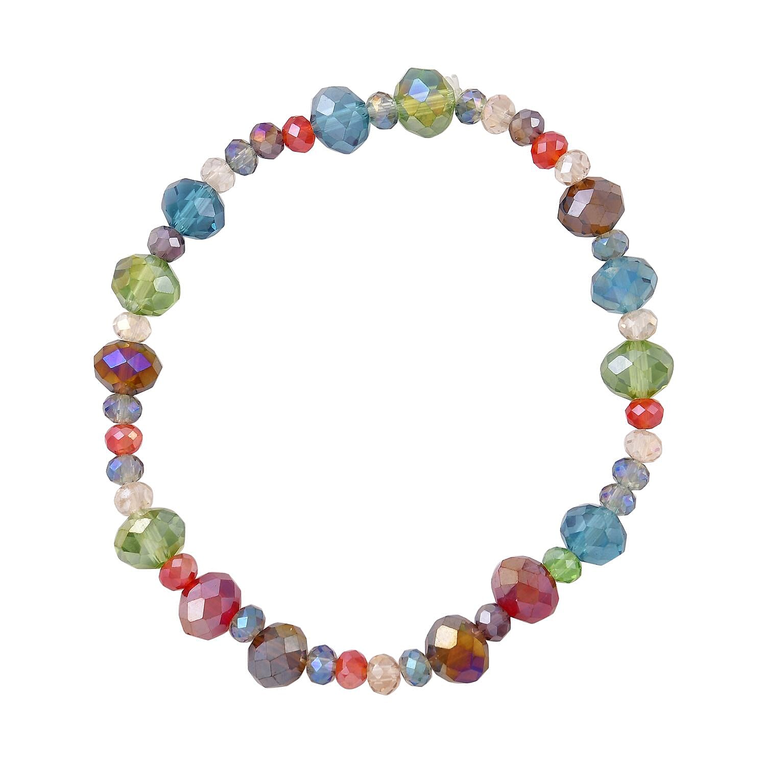 Pink Agate, Pink Glass Beaded & Resin Set of 3 Stretch Bracelet in Goldtone 5.00 ctw