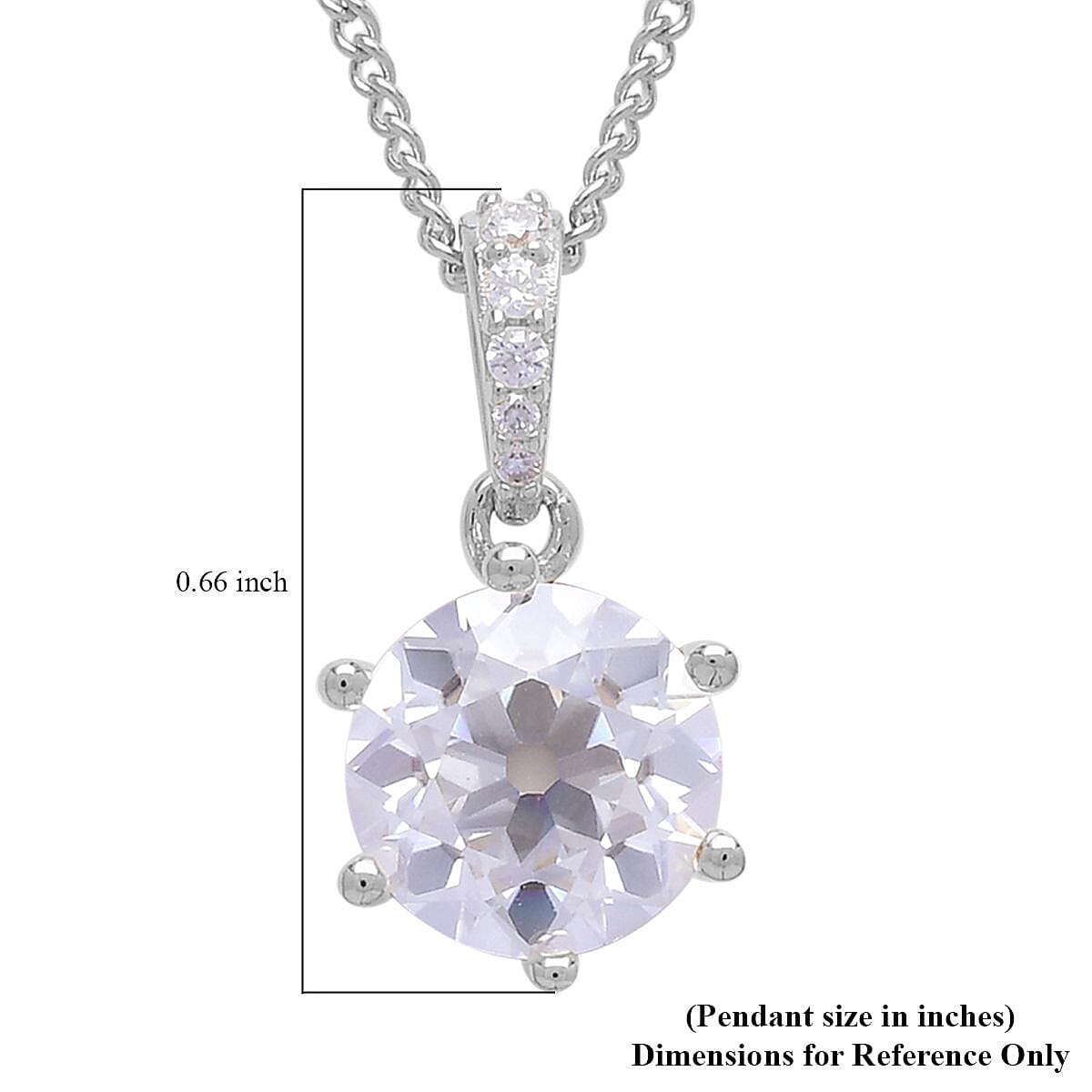 Old European Cut Moissanite Pendant Necklace 18 Inches in Rhodium Over Sterling Silver 2.00 ctw image number 4