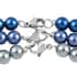 Ever True Set of 4 Dark Blue, Blue and Grey 3 Shell Pearl Necklaces (17, 19, 21 Inches), 1 Butterfly Layering Lock in Stainless Steel image number 4