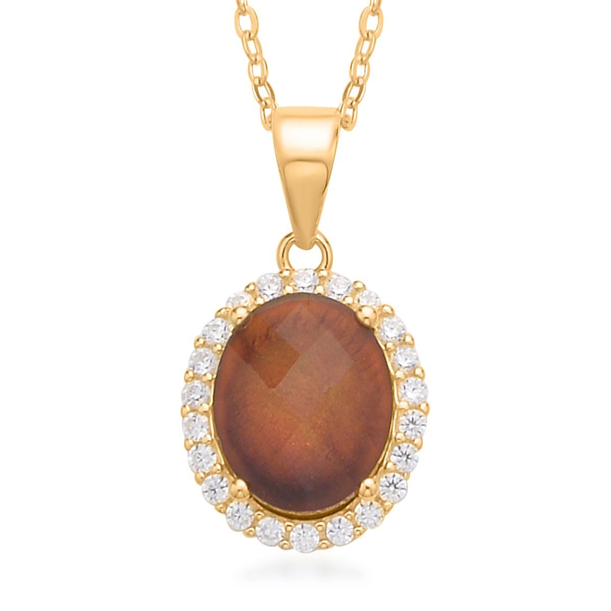 Mood Ring and Pendant Set, Color Change Crystal, Simulated Diamond Halo Ring Pendant Necklace, Temperature Changing Color Mood Ring Pendant in 14K Yellow Gold Over Sterling Silver