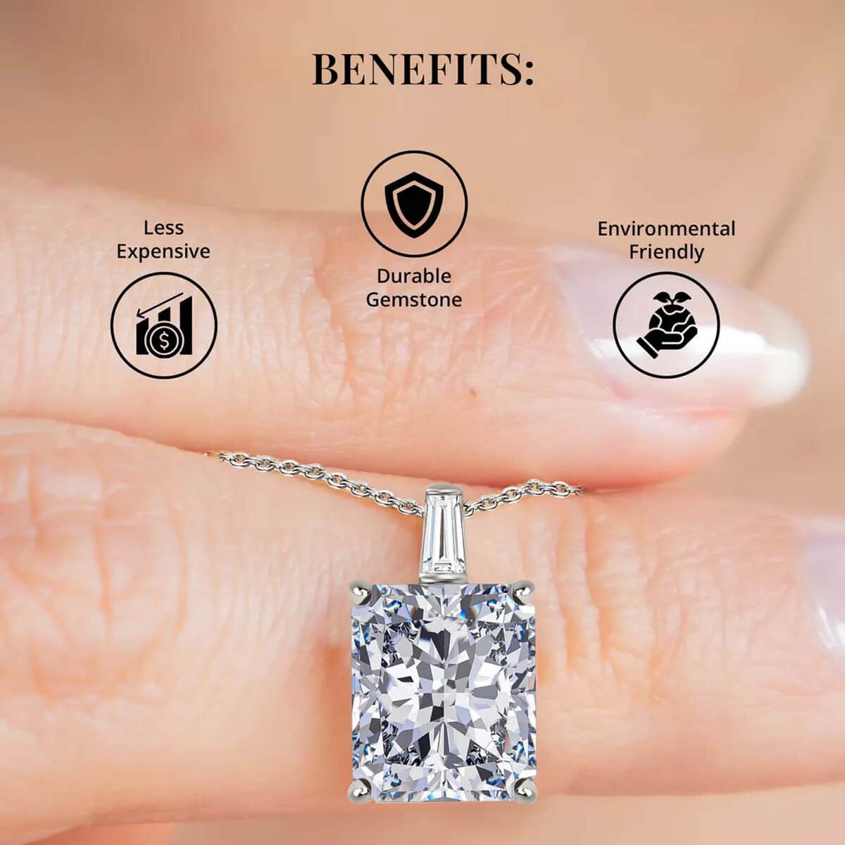 Crushed Ice Cut Moissanite Pendant Necklace 18 Inches in Rhodium Over Sterling Silver 7.40 ctw image number 3
