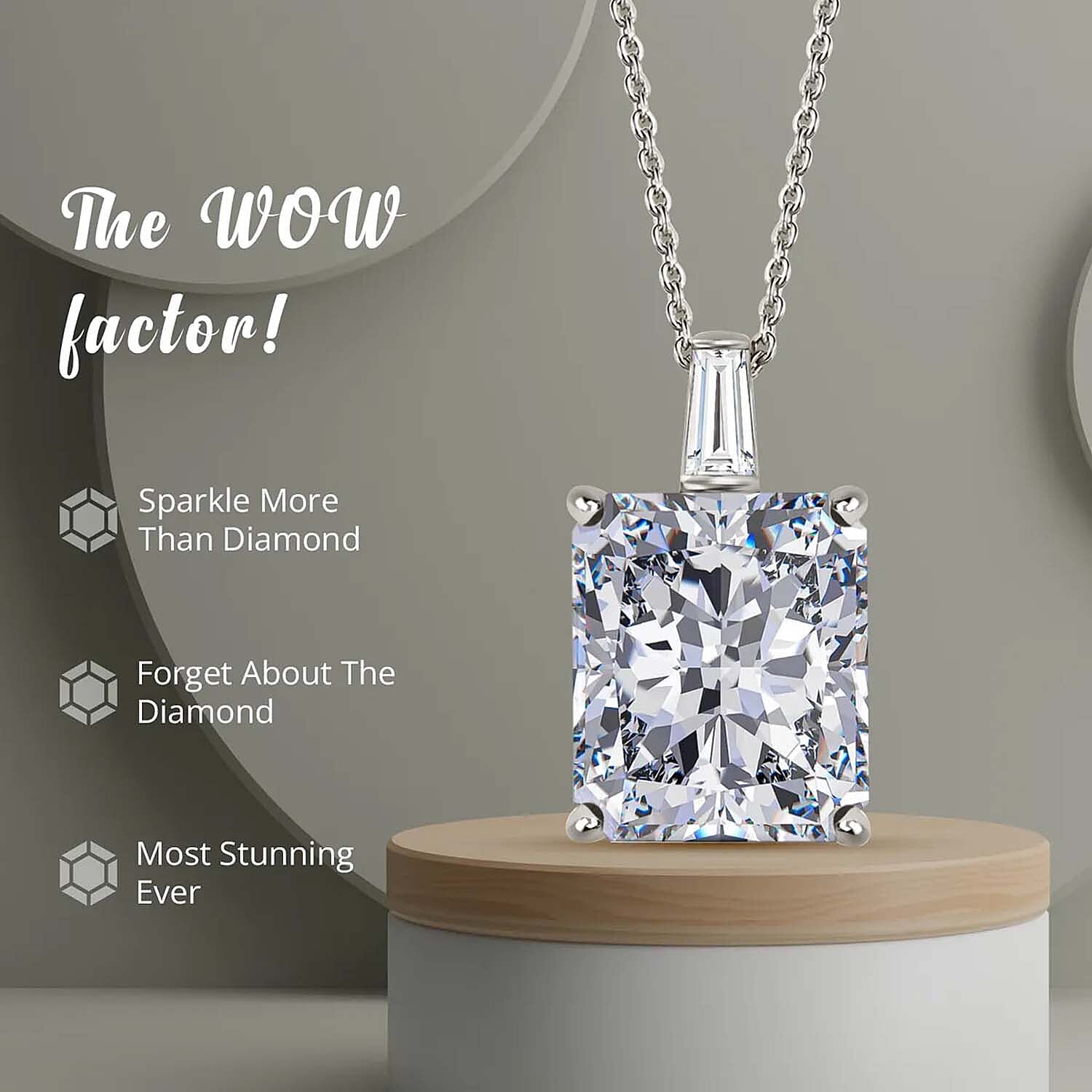 Crushed Ice Cut Moissanite Pendant Necklace 18 Inches in Rhodium Over Sterling Silver 7.40 ctw