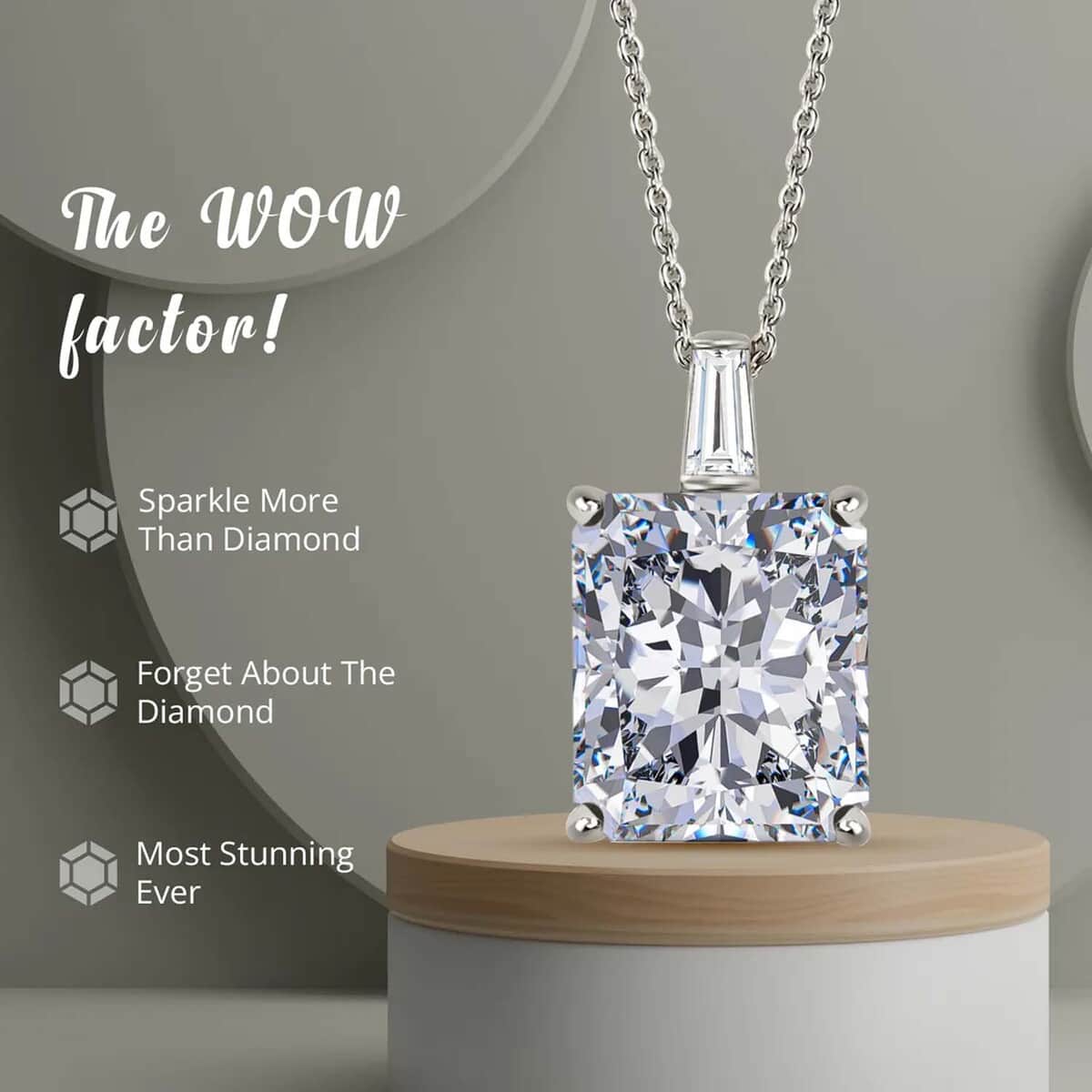 Crushed Ice Cut Moissanite Pendant Necklace 18 Inches in Rhodium Over Sterling Silver 7.40 ctw image number 4