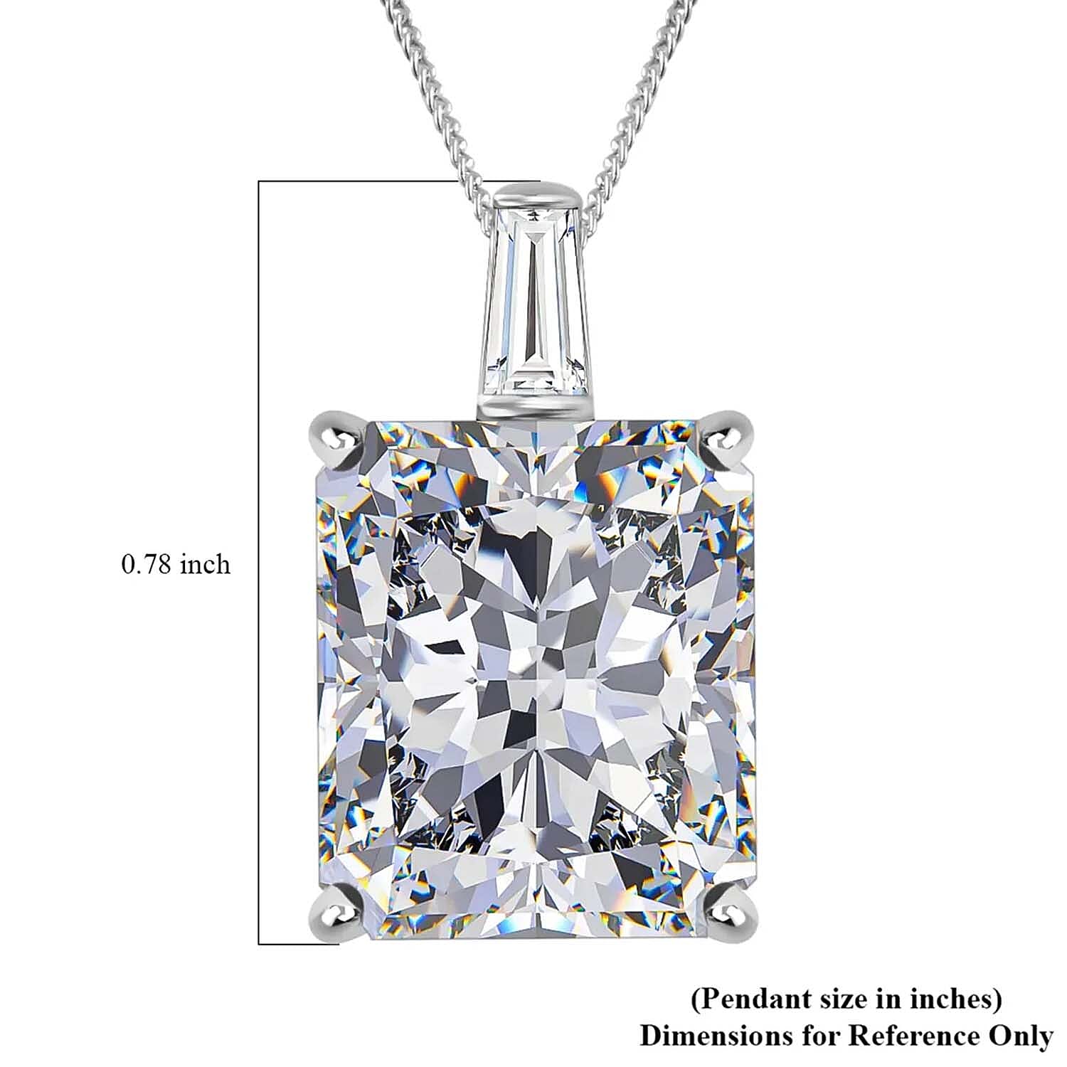 Crushed Ice Cut Moissanite Pendant Necklace 18 Inches in Rhodium Over Sterling Silver 7.40 ctw