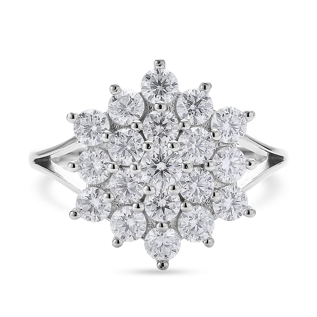 Moissanite Floral Ring and Pendant Necklace 18 Inches in Rhodium Over Sterling Silver 3.90 ctw image number 2