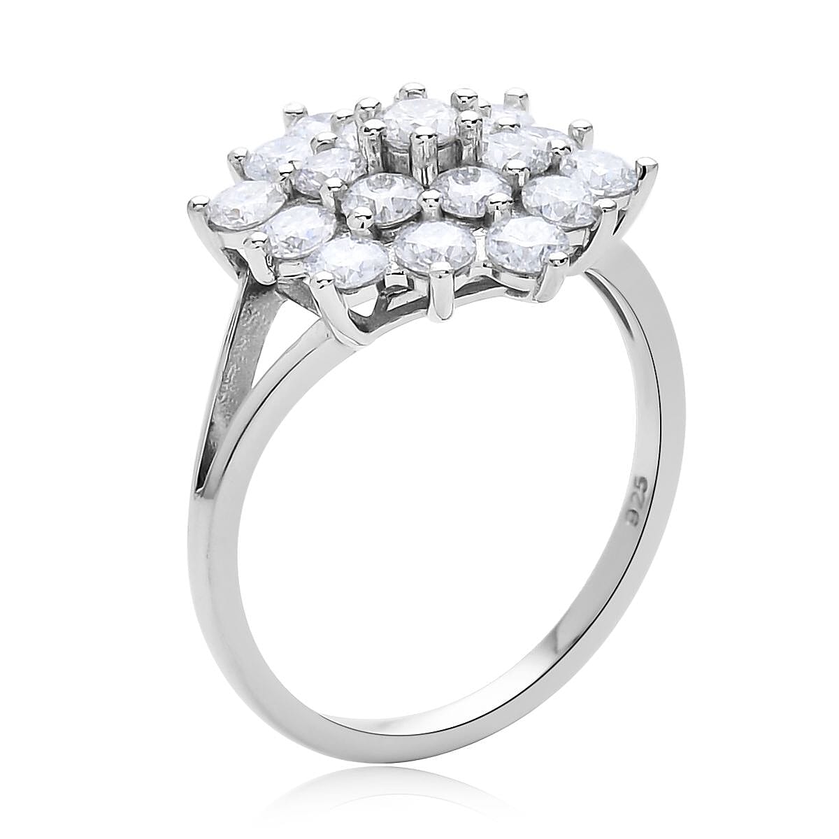 Moissanite Floral Ring and Pendant Necklace 18 Inches in Rhodium Over Sterling Silver 3.90 ctw image number 3