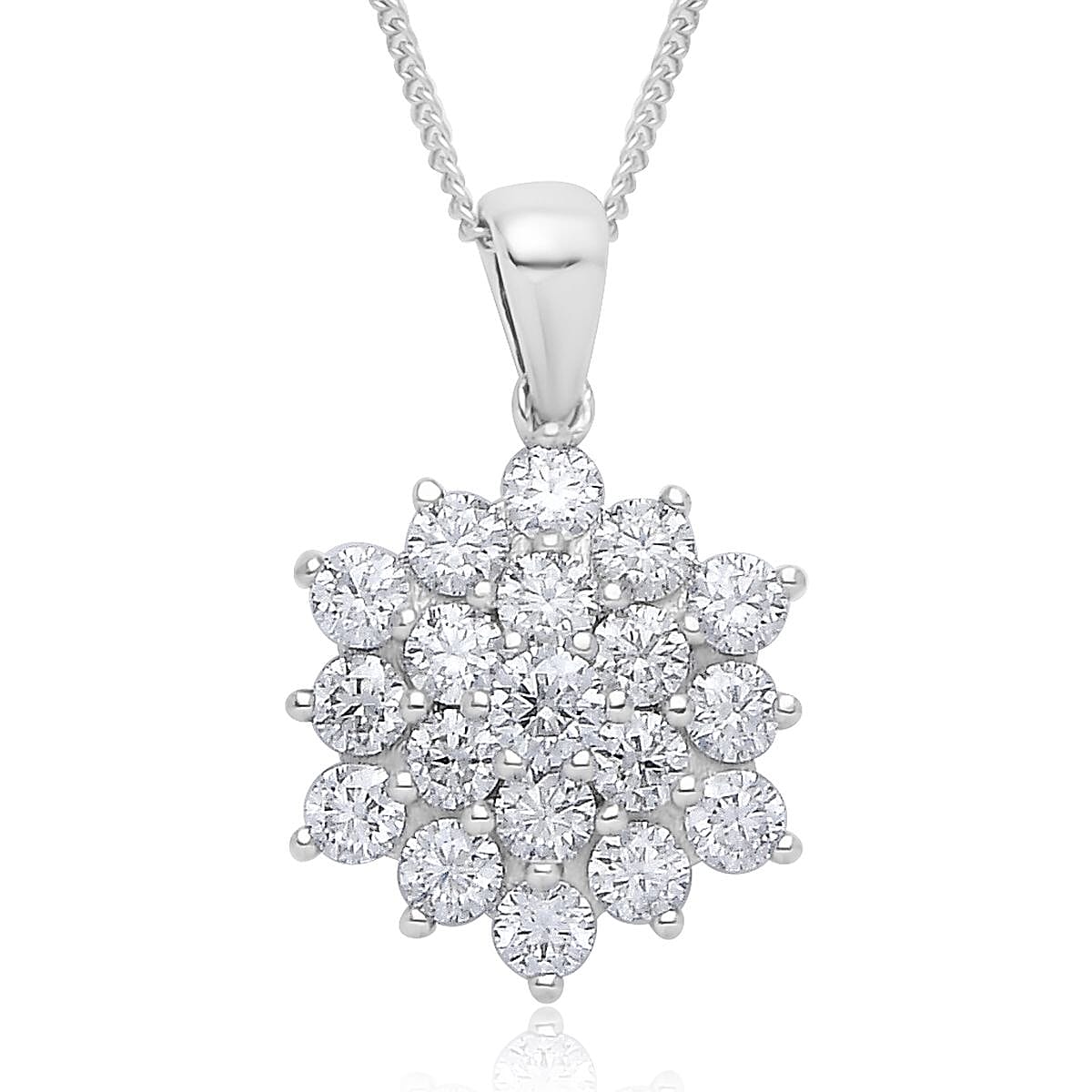 Moissanite Floral Ring and Pendant Necklace 18 Inches in Rhodium Over Sterling Silver 3.90 ctw image number 5
