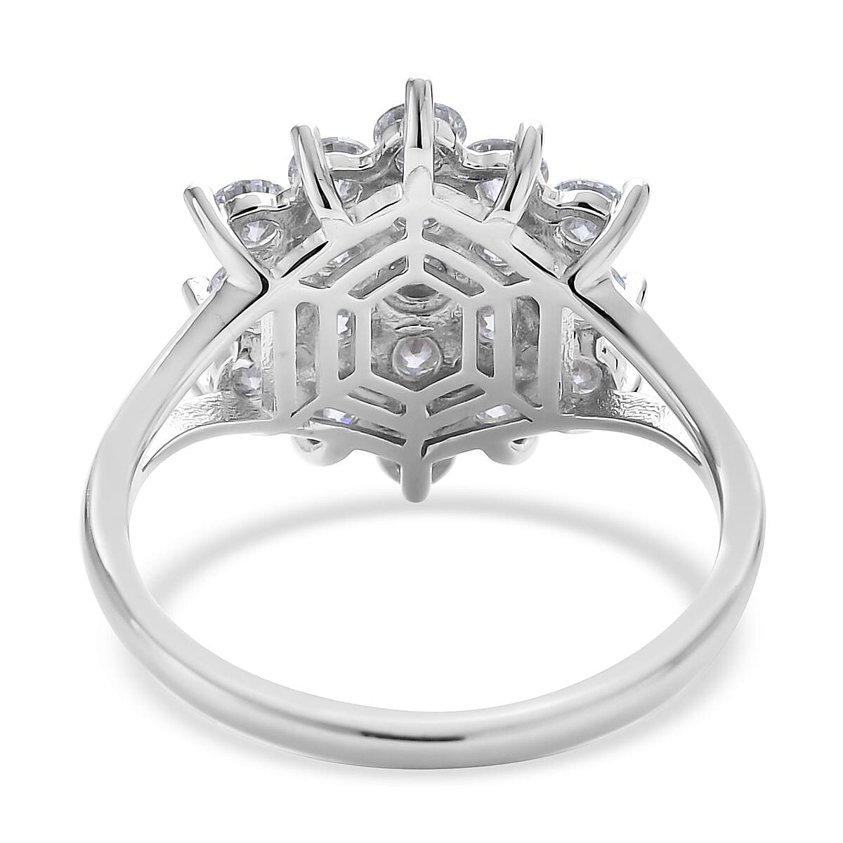 Moissanite Floral Ring (Size 8.0) and Pendant Necklace 18 Inches in Rhodium Over Sterling Silver 3.90 ctw image number 4