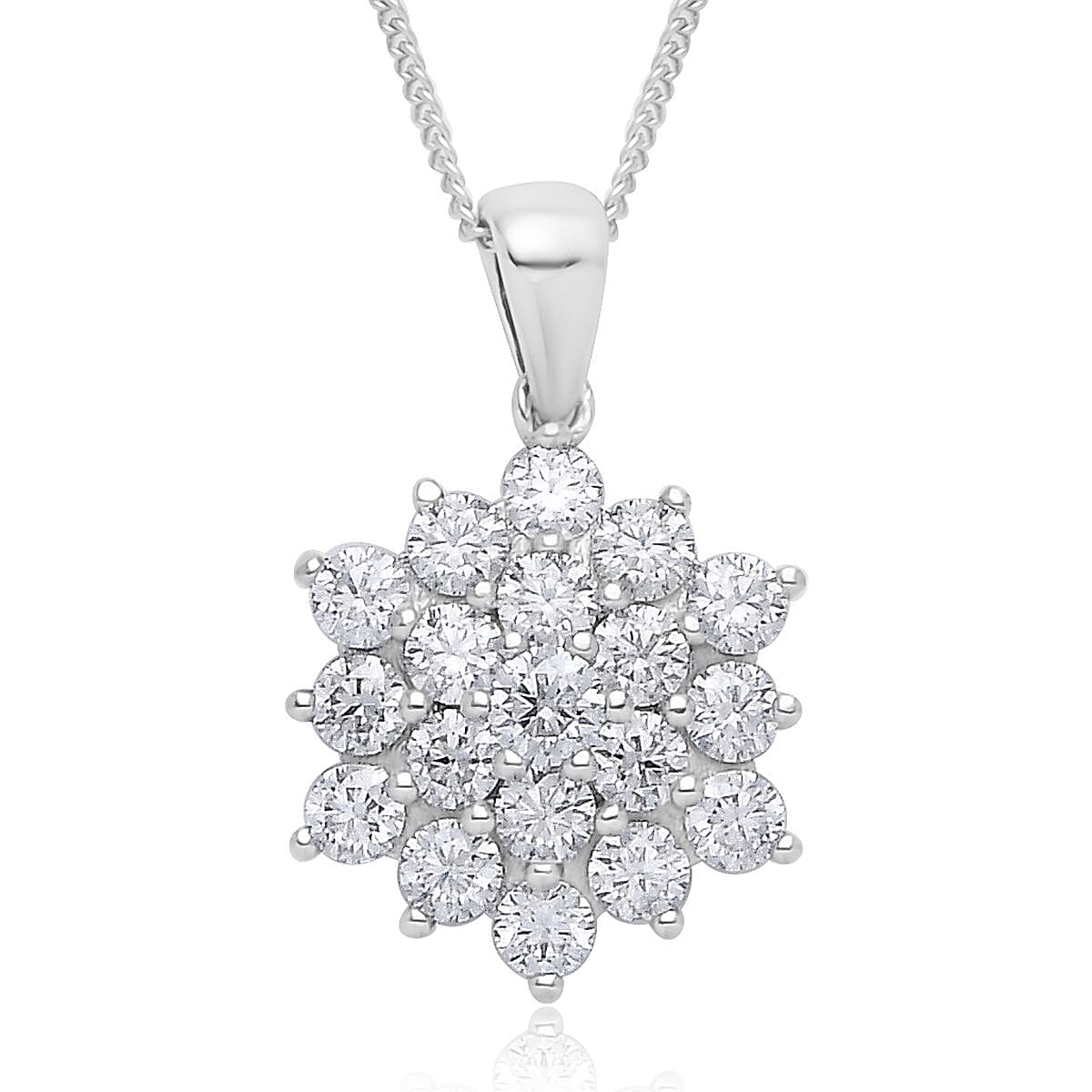 Moissanite Floral Ring (Size 8.0) and Pendant Necklace 18 Inches in Rhodium Over Sterling Silver 3.90 ctw image number 5