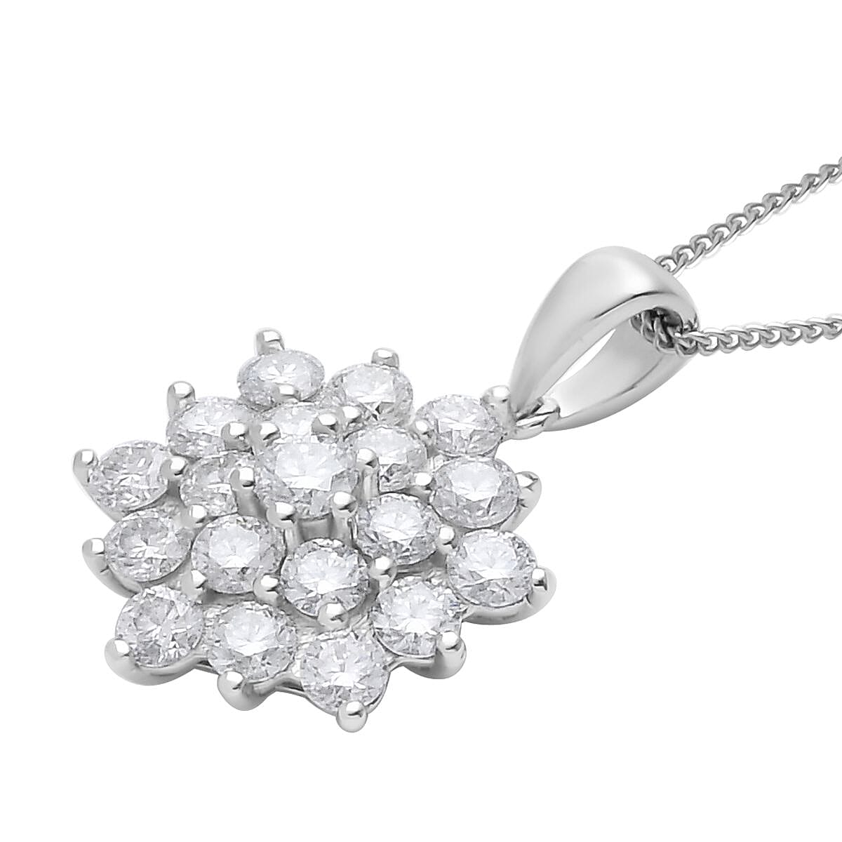 Moissanite Floral Ring (Size 8.0) and Pendant Necklace 18 Inches in Rhodium Over Sterling Silver 3.90 ctw image number 6