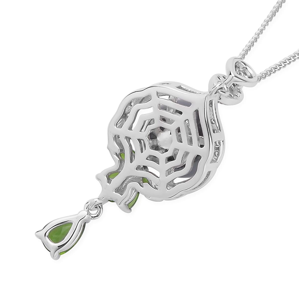 Tahitian Cultured Pearl and Multi Gemstone Pendant Necklace 18 Inches in Rhodium Over Sterling Silver 1.10 ctw image number 4