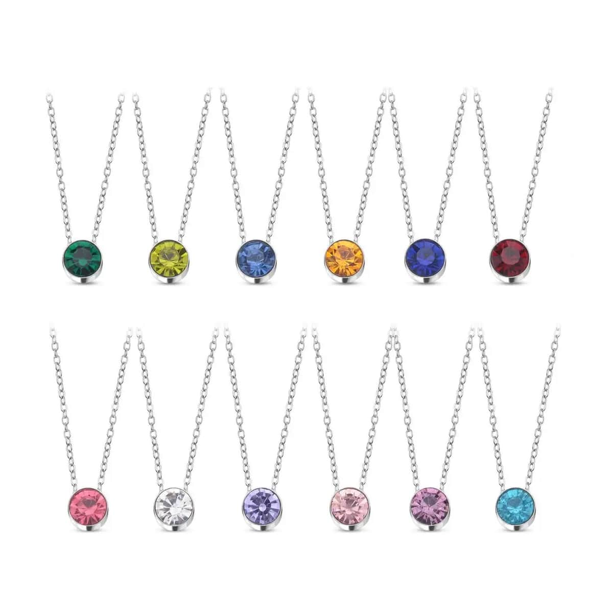 Multi Color Austrian Crystal 12 Interchangeable Pendants in Silvertone with Stainless Steel Necklace 20 Inches  image number 7