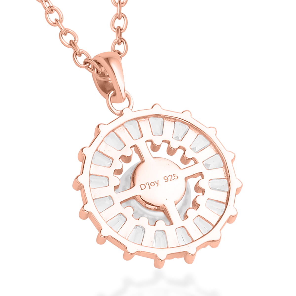 Purple Freshwater Pearl and Simulated Diamond Floral Pendant in 14K Rose Gold Over Sterling Silver with ION Plated RG Stainless Steel Necklace 20 Inches 1.00 ctw image number 4