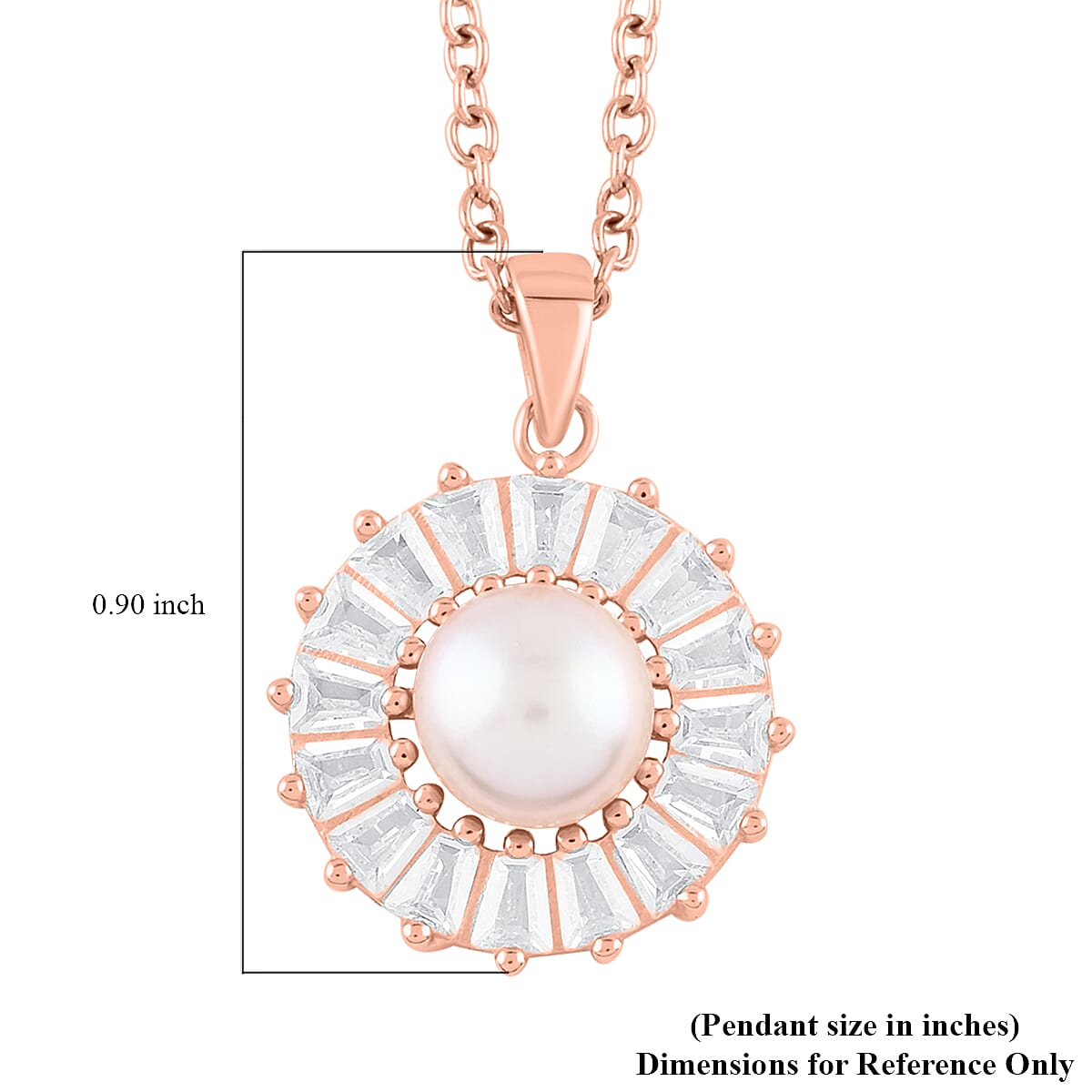 Purple Freshwater Pearl and Simulated Diamond Floral Pendant in 14K Rose Gold Over Sterling Silver with ION Plated RG Stainless Steel Necklace 20 Inches 1.00 ctw image number 6