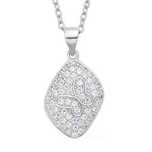 Simulated Diamond Butterfly Pendant in Rhodium Over Sterling Silver with Stainless Steel Necklace 20 Inches