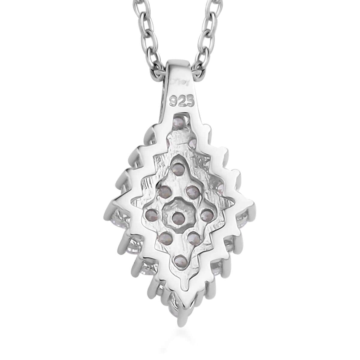 Simulated Diamond Marquise Shape Pendant in Rhodium Over Sterling Silver with Stainless Steel Necklace 20 Inches image number 4