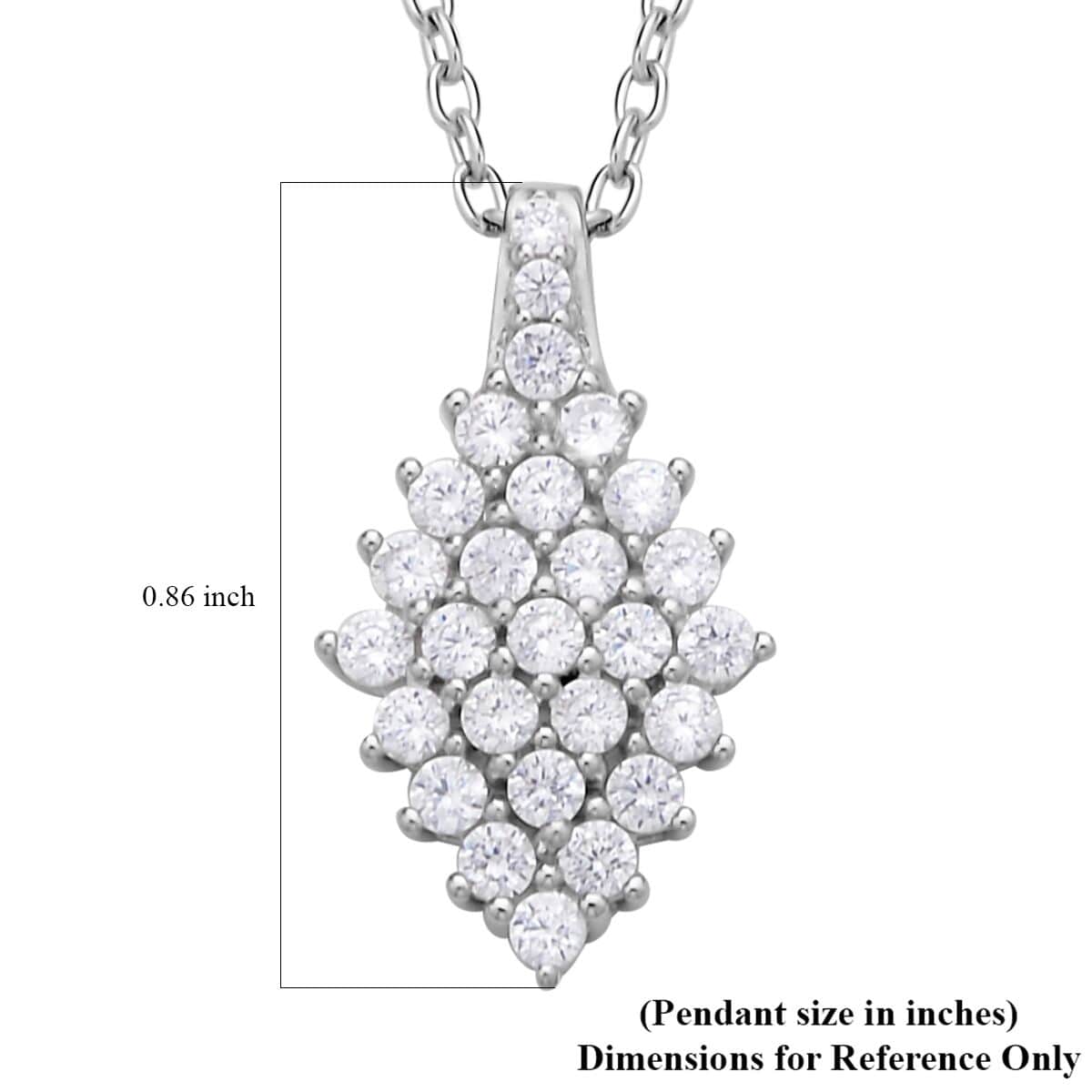 Simulated Diamond Marquise Shape Pendant in Rhodium Over Sterling Silver with Stainless Steel Necklace 20 Inches image number 5