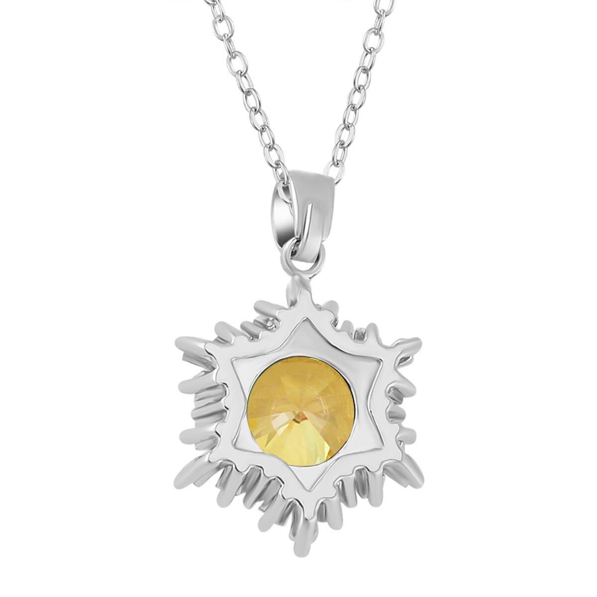 Simulated Yellow and White Diamond Ring Earrings and Pendant Necklace 20-22 Inches in Silvertone 9.20 ctw image number 6