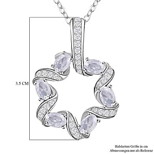 Simulated Diamond Pendant Necklace in Silvertone (18-20 Inches)