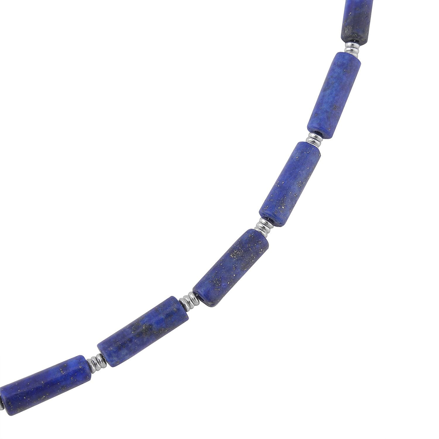 Lapis Lazuli Barrel Paper Clip Chain Necklace (20-22Inches) and Bracelet (7.5-9.0In) in Stainless Steel 65.00 ctw , Tarnish-Free, Waterproof, Sweat Proof Jewelry