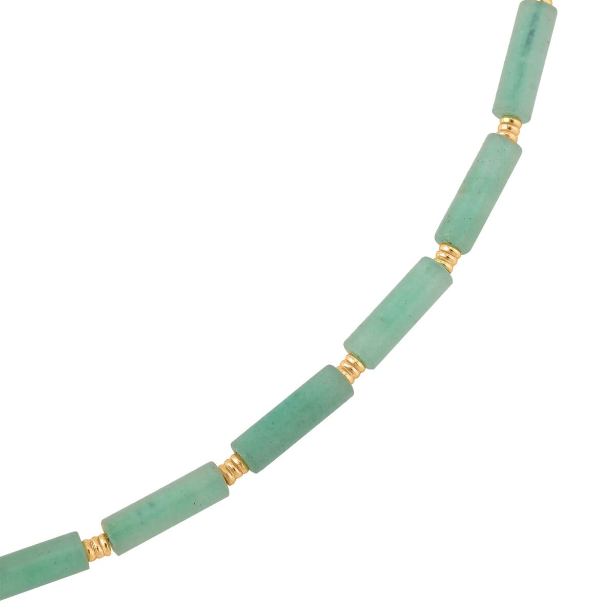 Green Aventurine Barrel Paper Clip Chain Necklace (20-22Inches) and Bracelet (7.5-9.0In) in ION Plated YG Stainless Steel 65.00 ctw , Tarnish-Free, Waterproof, Sweat Proof Jewelry image number 3