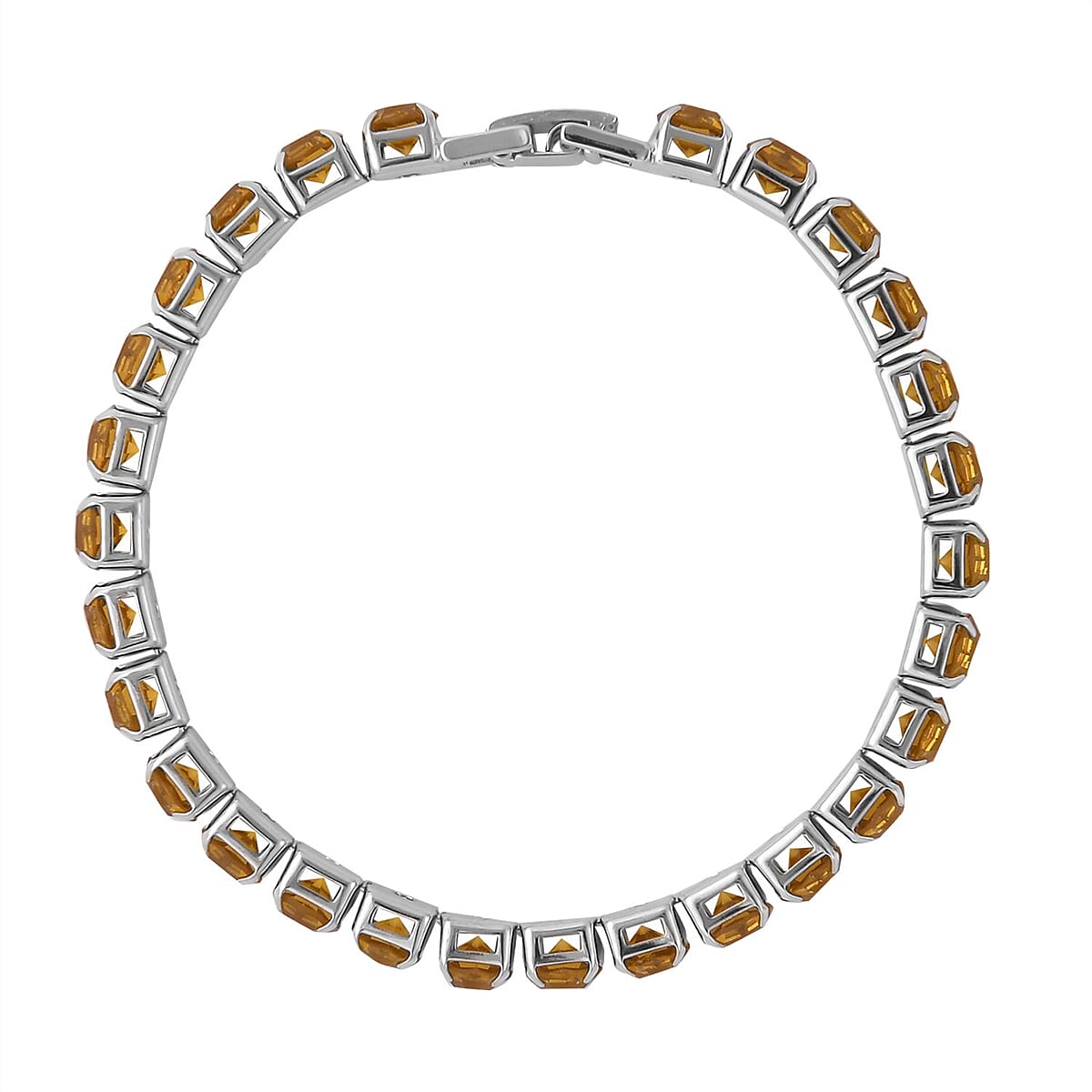 Doorbuster Yellow Color Austrian Crystal Tennis Bracelet (7.50In) and Bracelet Helper in Silvertone image number 3