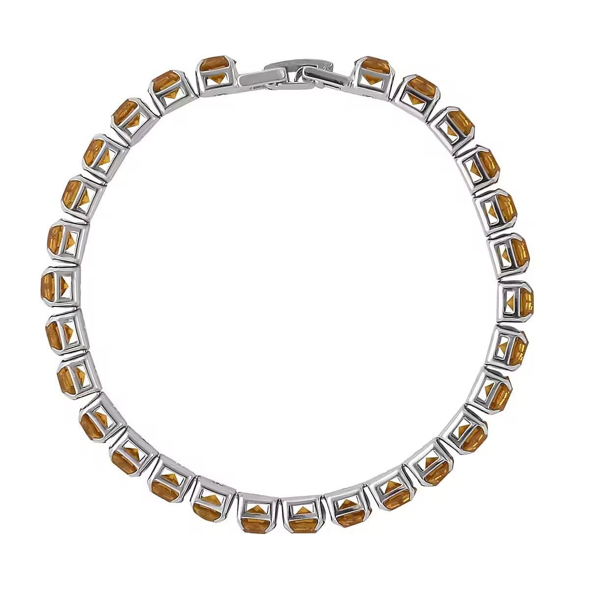 Doorbuster Yellow Color Austrian Crystal Tennis Bracelet (7.50In) and Bracelet Helper in Silvertone image number 8