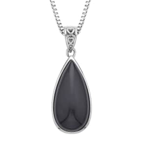 Brazilian Smoky Quartz Pear Shaped Pendant Necklace (20 Inches) in Stainless Steel 60.00 ctw , Tarnish-Free, Waterproof, Sweat Proof Jewelry