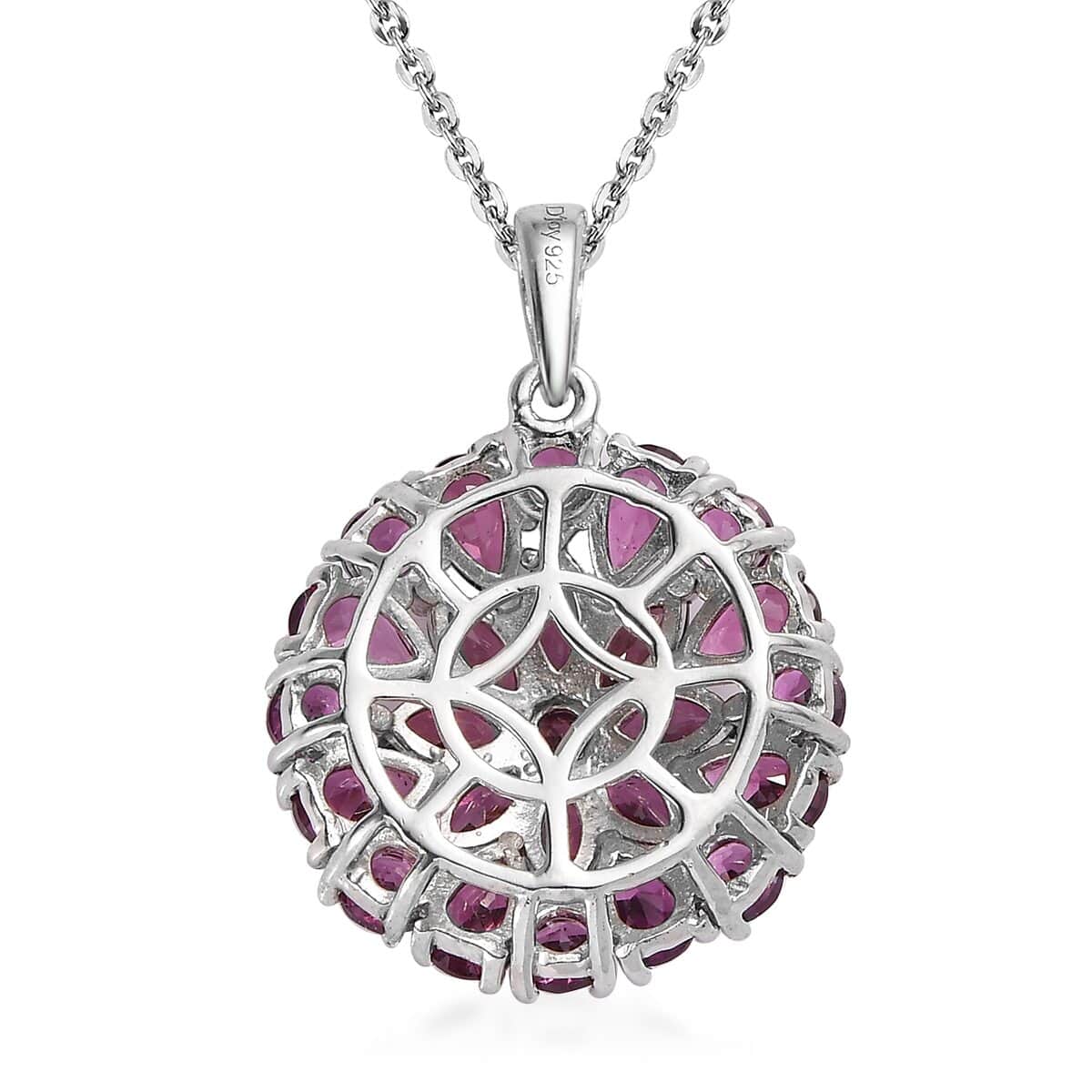 Orissa Rhodolite Garnet Floral Pendant Necklace 20 Inches in Platinum Over Sterling Silver 4.85 ctw image number 4