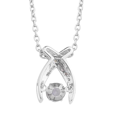 Simulated Diamond 0.90 ctw Dancing X Shaped Crossover Pendant Necklace in Rhodium Over Sterling Silver 20 Inches