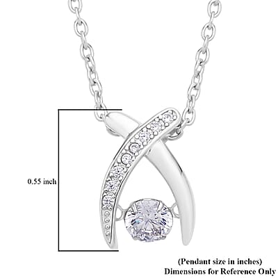 Simulated Diamond 0.90 ctw Dancing X Shaped Crossover Pendant Necklace in Rhodium Over Sterling Silver 20 Inches