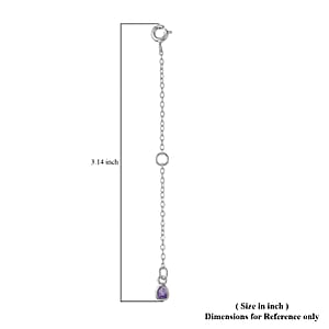 Set of 3 Simulated Yellow, Blue and Purple Diamond Extender Rolo Chain (3 Inches) and 5mm Spring Lock in Rhodium Over Sterling Silver 0.75 ctw