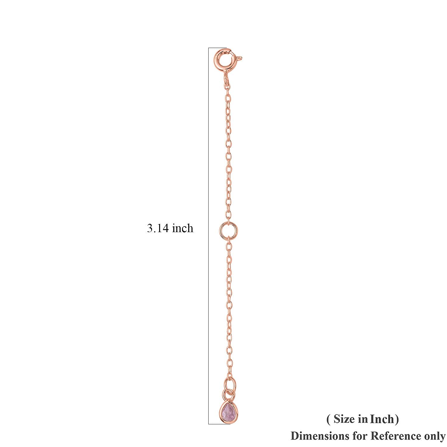 Set of 3 Simulated Champagne, Green and Pink Diamond Extender Rolo Chain with Spring Lock in 14K RG Over Sterling Silver 0.75 ctw