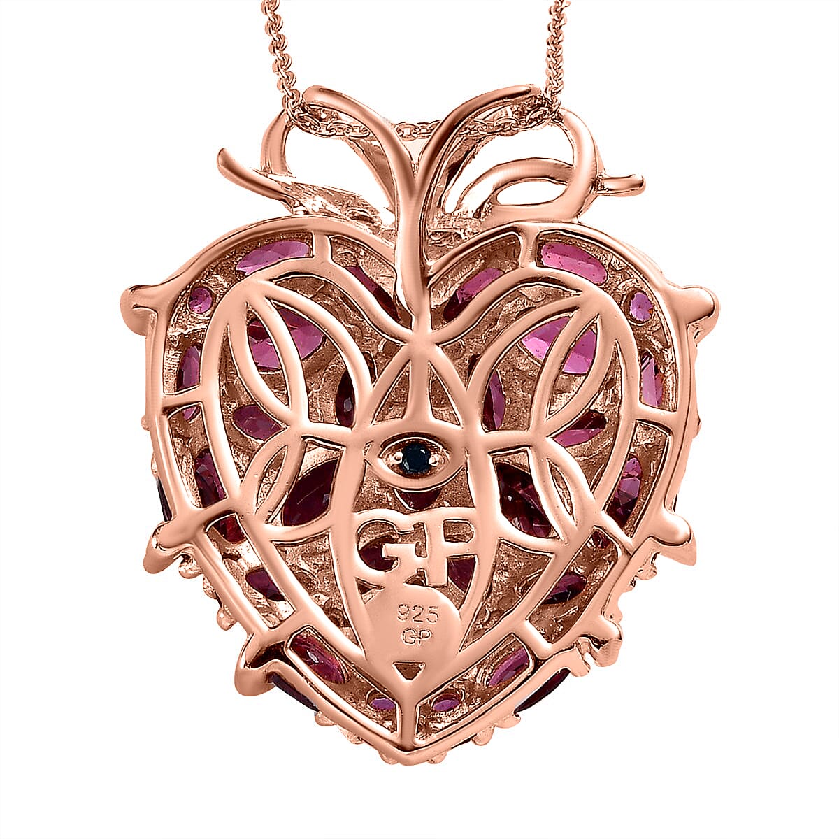 Orissa Rhodolite Garnet Necklace in Sterling Silver, Garnet Heart Pendant, Multi Gemstone Necklace, Jewelry Gifts 9.85 ctw (20 Inches) image number 4