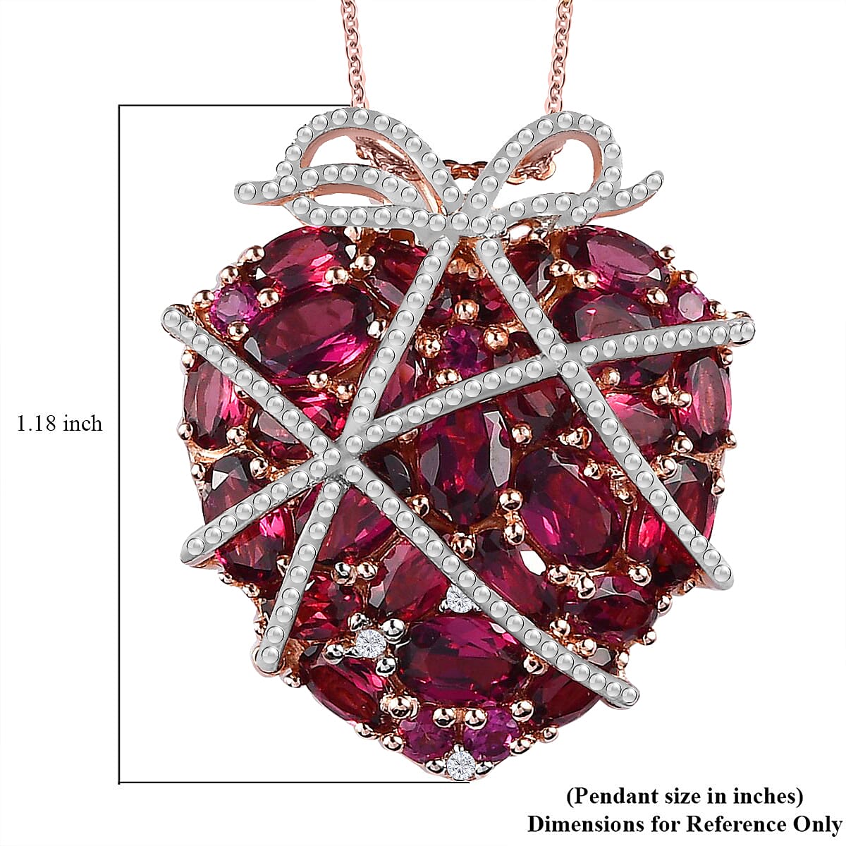 Orissa Rhodolite Garnet Necklace in Sterling Silver, Garnet Heart Pendant, Multi Gemstone Necklace, Jewelry Gifts 9.85 ctw (20 Inches) image number 5