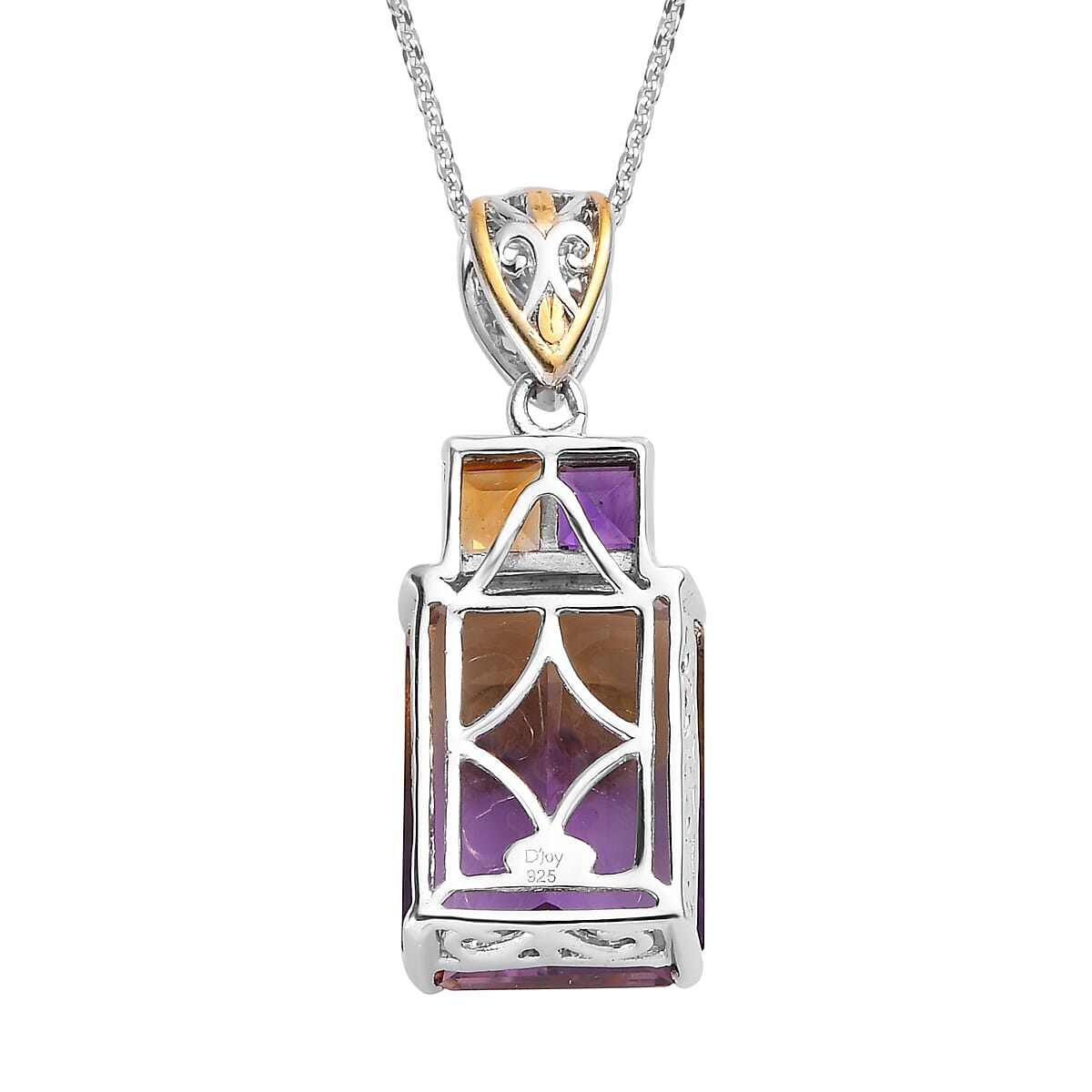 AAA Anahi Ametrine and Multi Gemstone Pendant Necklace 20 Inches in Vermeil Yellow Gold and Platinum Over Sterling Silver 12.90 ctw image number 4