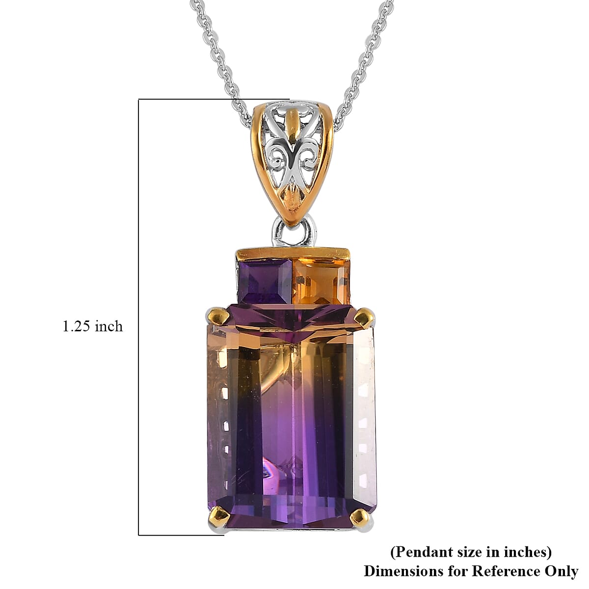 AAA Anahi Ametrine and Multi Gemstone Pendant Necklace 20 Inches in Vermeil Yellow Gold and Platinum Over Sterling Silver 12.90 ctw image number 6