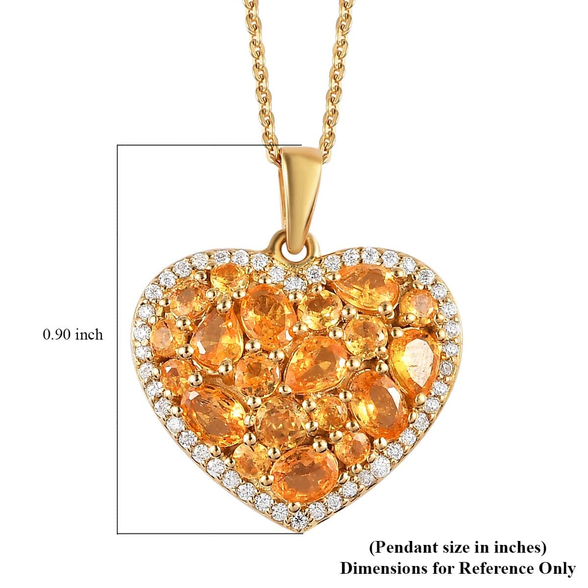 Viceroy Spessartine Garnet and Moissanite Heart Pendant Necklace 20 Inches in Vermeil Yellow Gold Over Sterling Silver 2.50 ctw image number 5